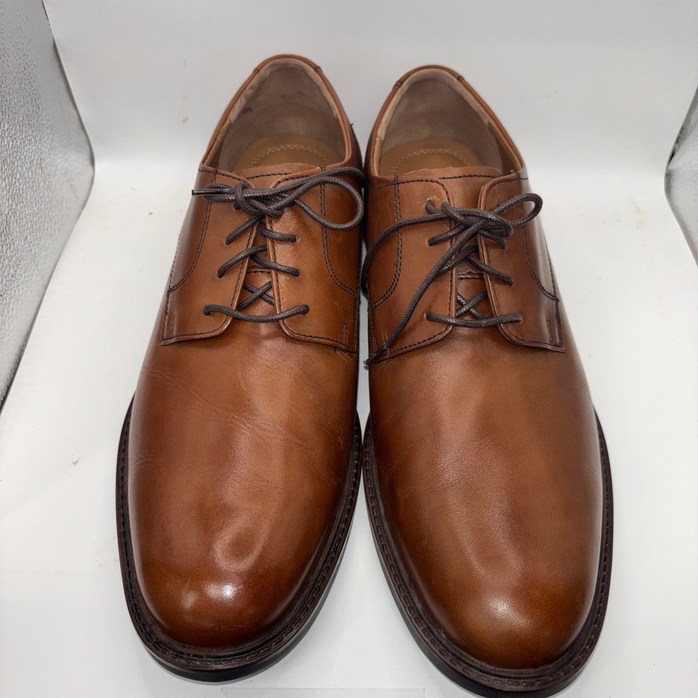 Johnston & Murphy Mens 13M Tan Leather Plain Toe Derby Dress Shoes 20-3360